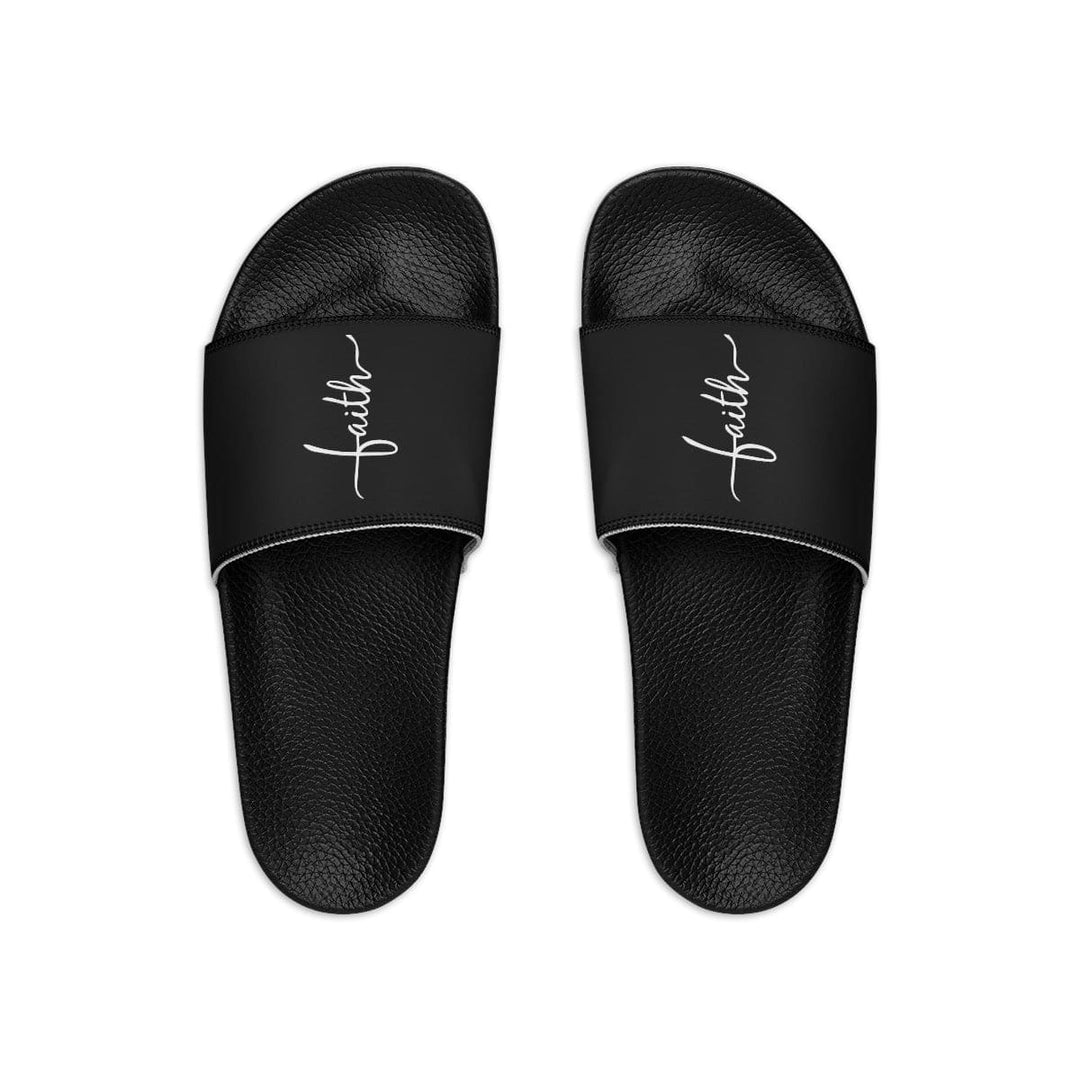 Mens Black Slide Sandals - Faith Christian Inspiration-1