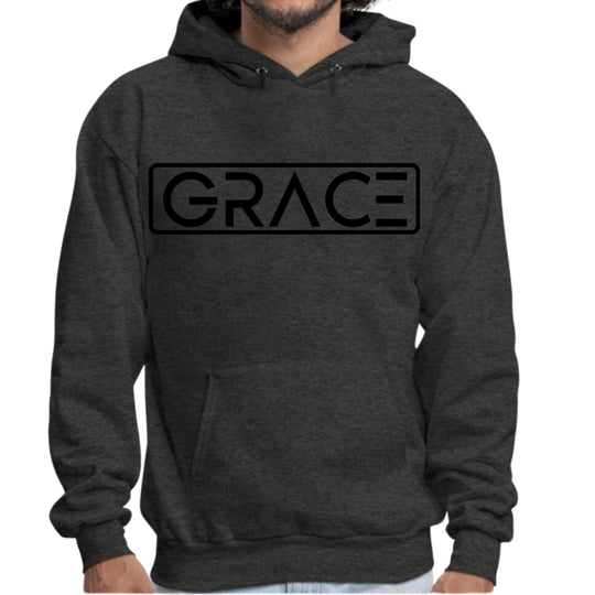 Mens Graphic Hoodie Grace Christian Black Illustration-5