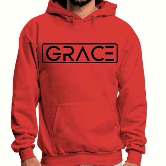 Mens Graphic Hoodie Grace Christian Black Illustration-2