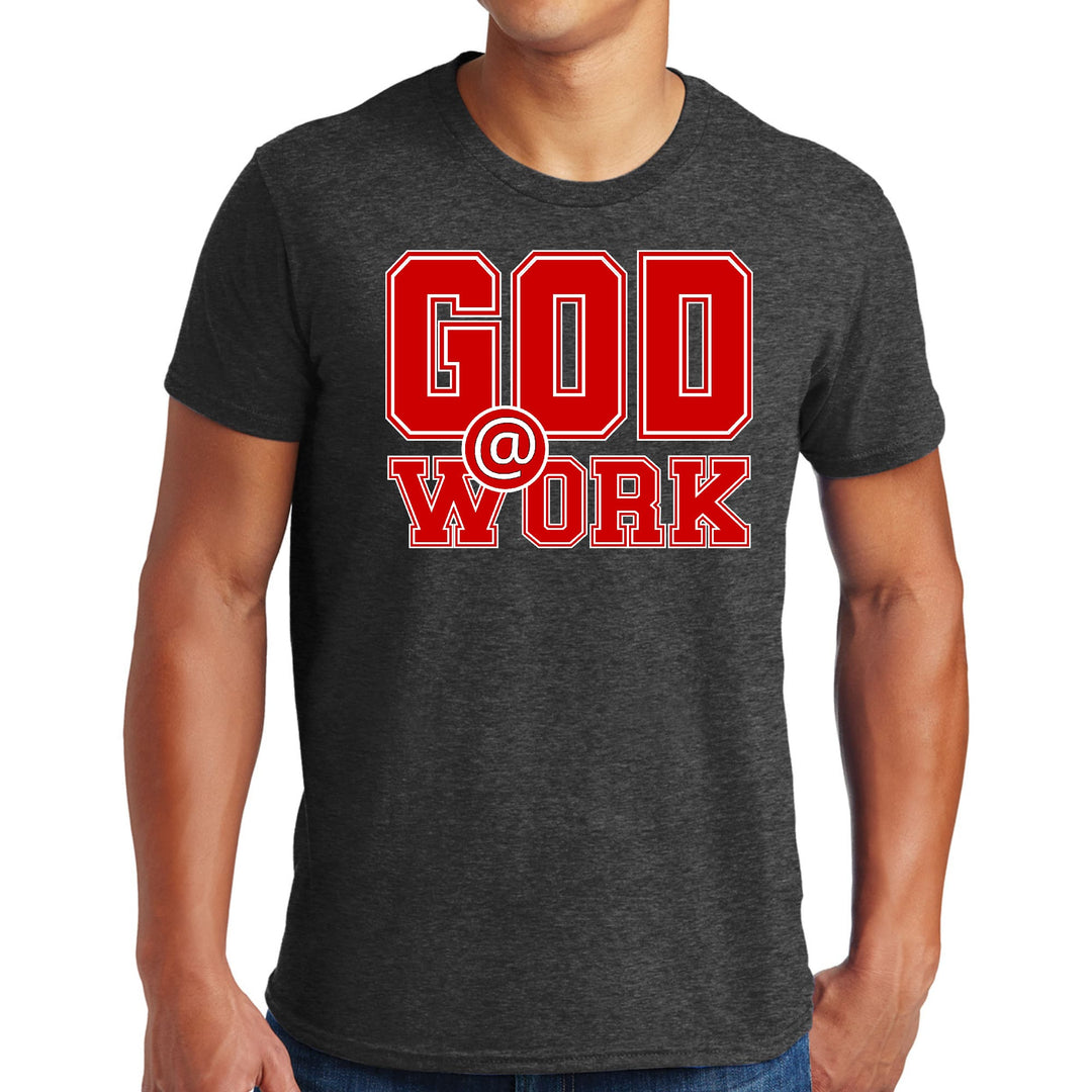 Mens Graphic T-shirt God @ Work Red and White Print-3