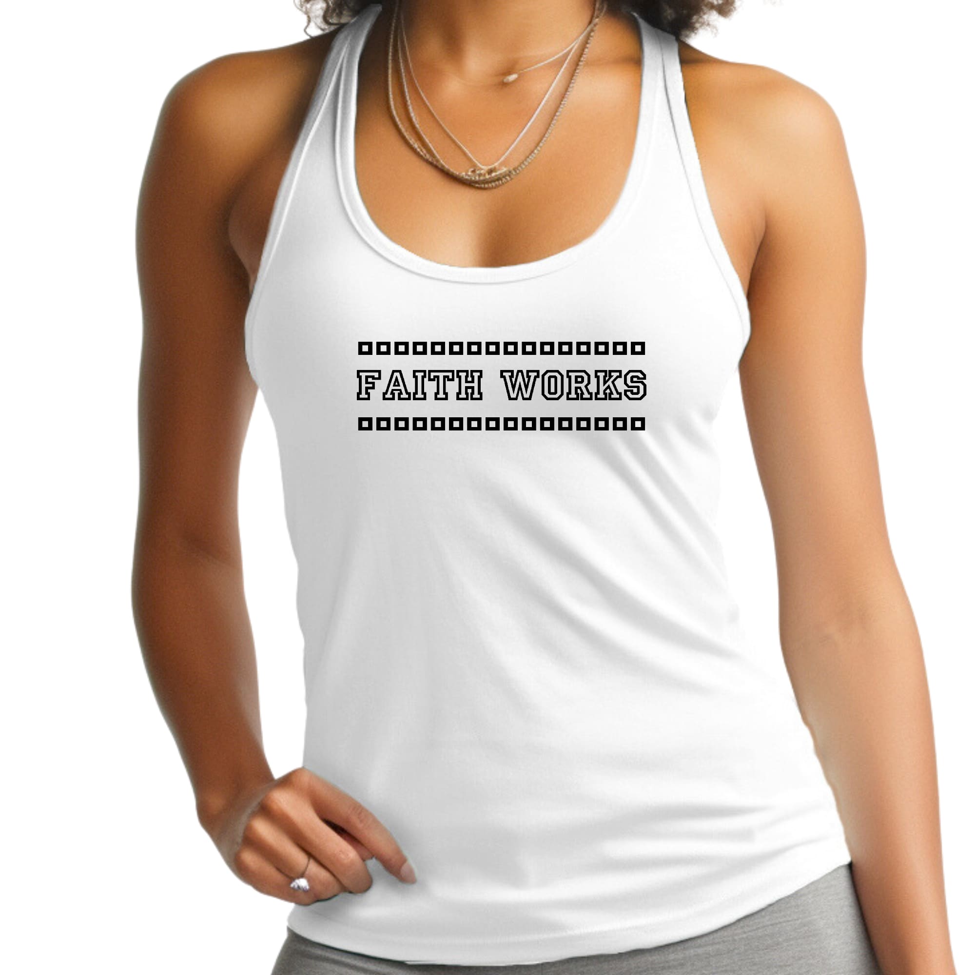 Womens Fitness Tank Top Graphic T-shirt - Faith Works-0