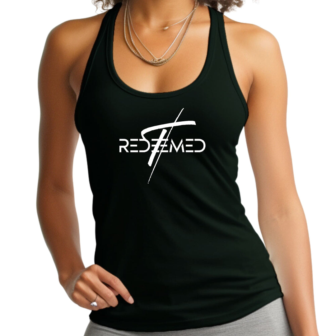 Womens Fitness Tank Top Graphic T-shirt Redeemed Cross-0