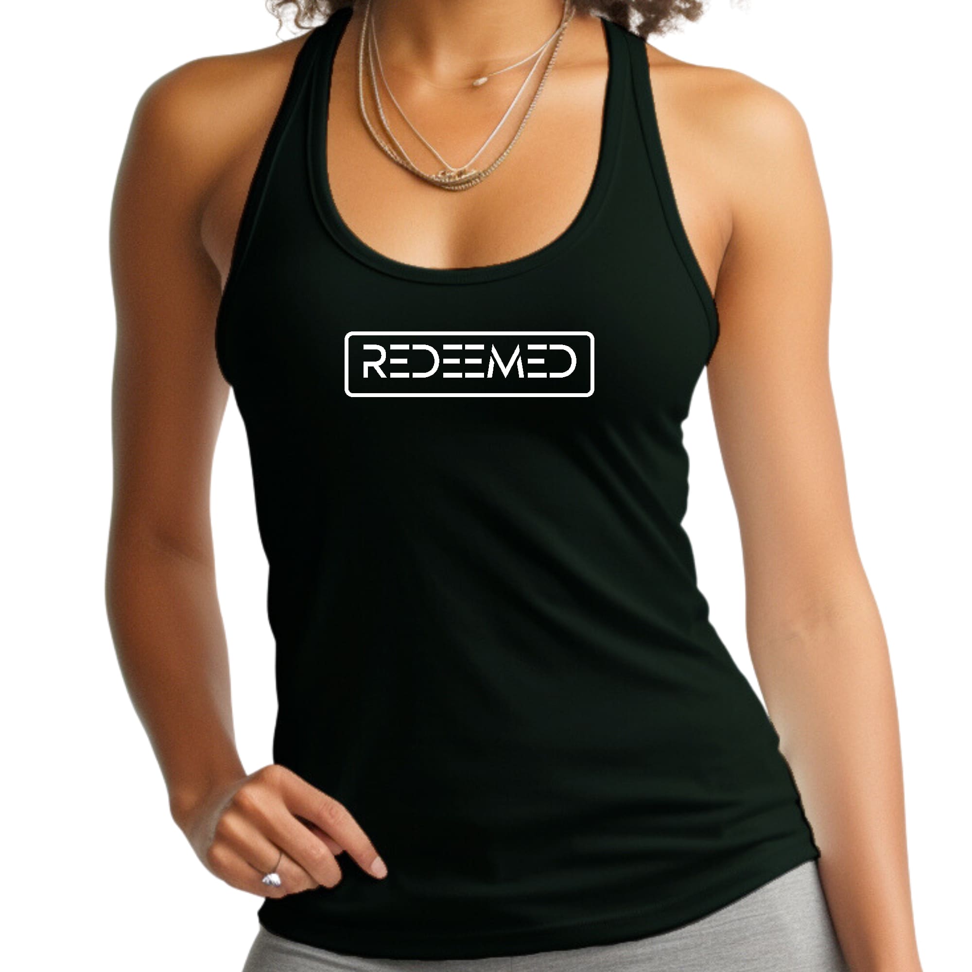 Womens Fitness Tank Top Graphic T-shirt Redeemed-0