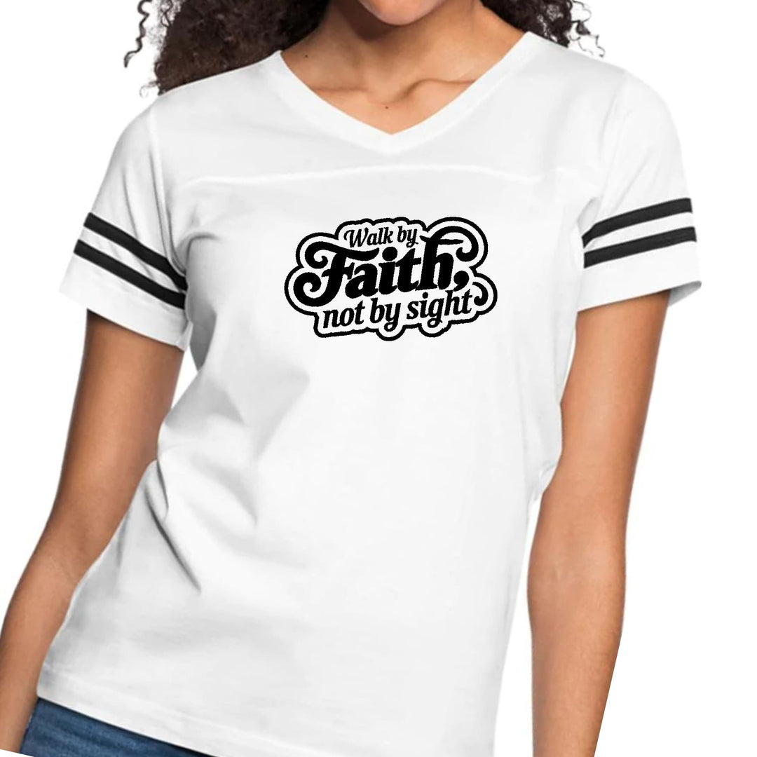 Womens Vintage Sport Graphic T-shirt - Walk by Faith - not by Sight-0